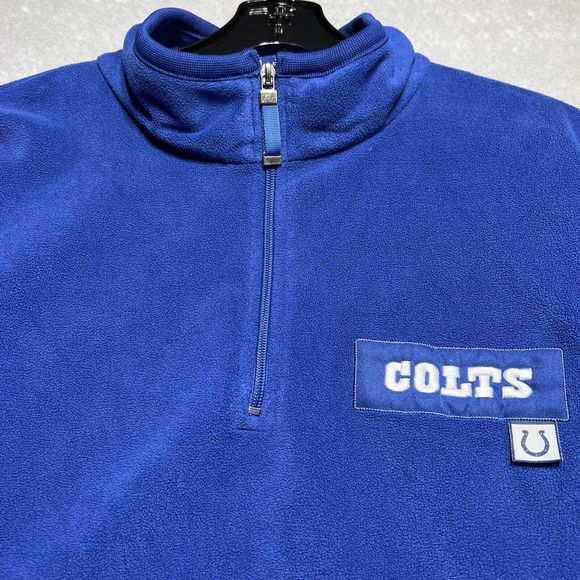 NFL Indianapolis Colts Fleece 1/4 Zip Blue Pullover Sweater Coldgear Men’s Large - Picture 4 of 11